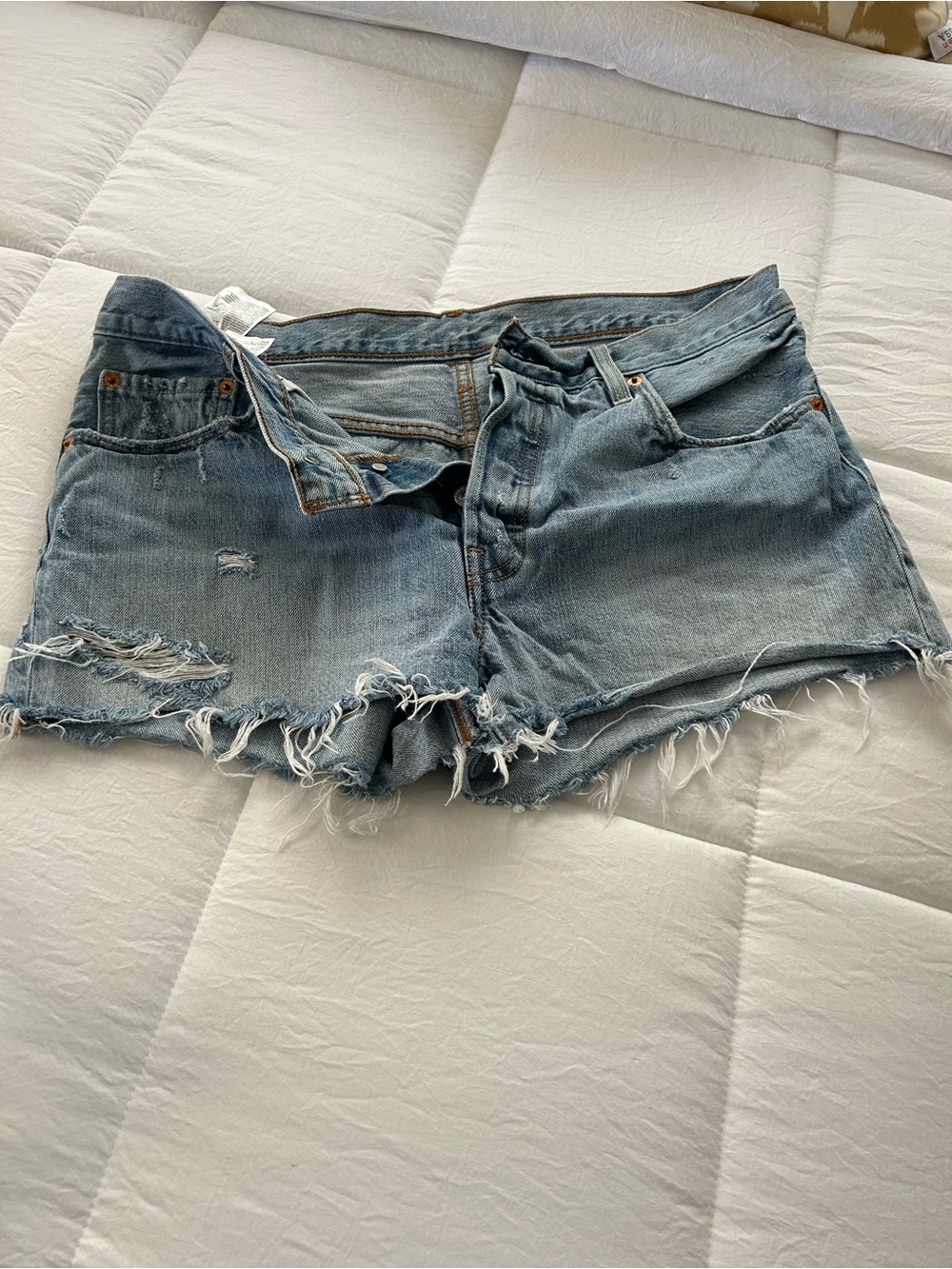 Levi's Blue Distressed Denim Cutoff Shorts